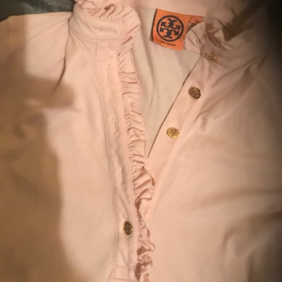 TORY BURCH pink Lidia ruffle polo short sleeves XS - Picture 4 of 7